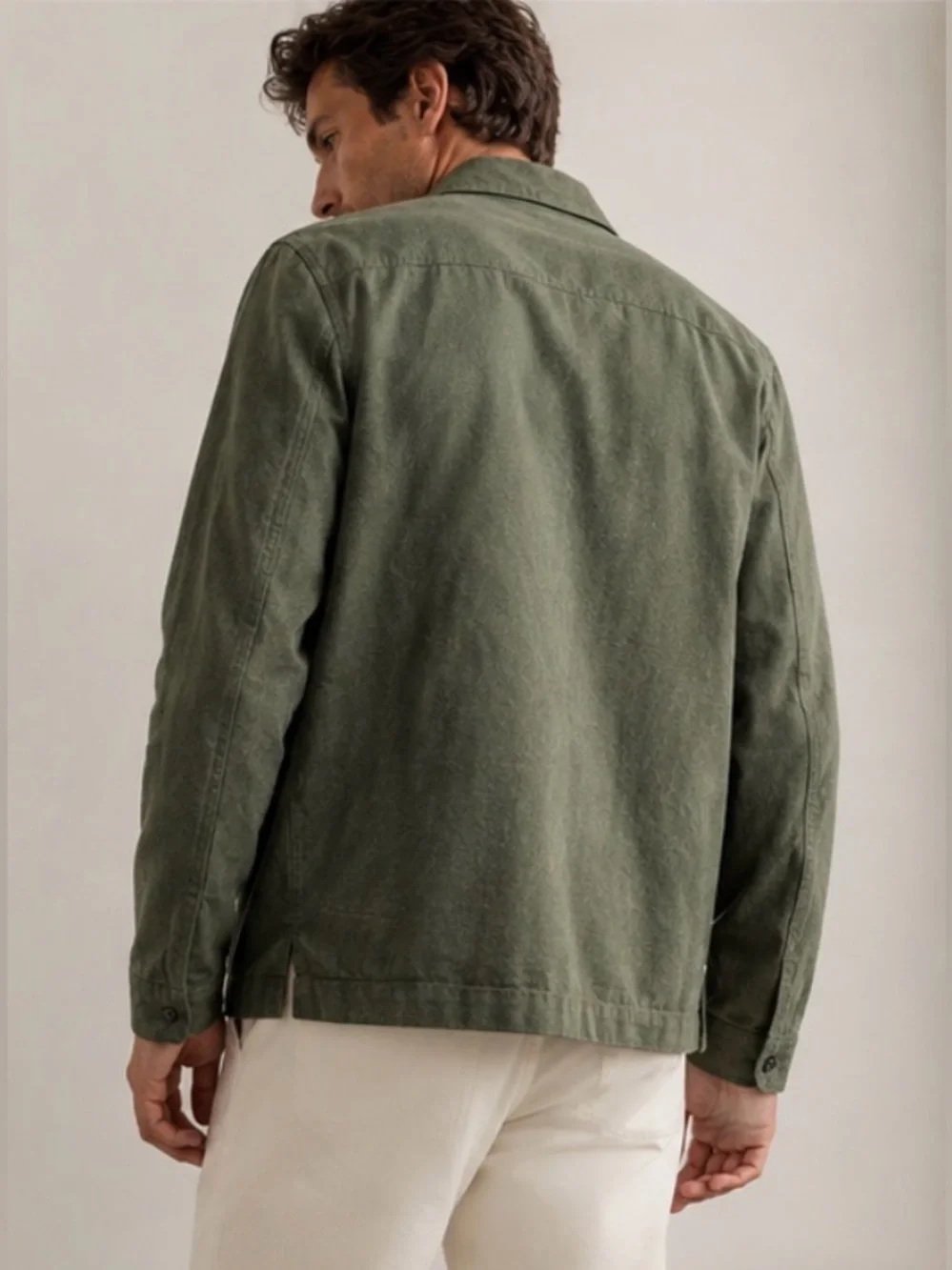 MR P. Cotton Field Jacket Olive Green Military Utility Textured Work Men’s S